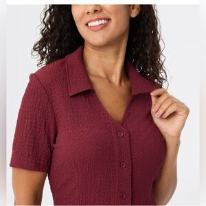 NWT SIZE Small  Status Anxiety Red Ribbed Button Down Shirt